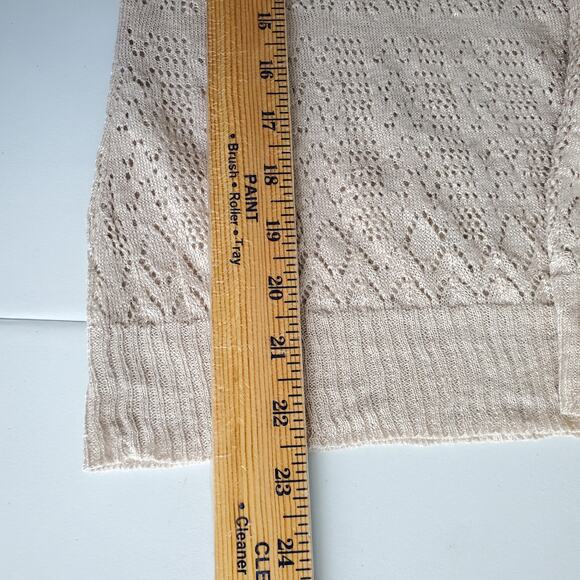 Women Eileen Fisher Beige Linen Pointelle Knit Cardigan XS Beach Coastal Neutral - Picture 9 of 10
